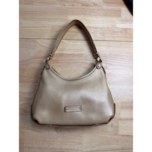 Authentic Vintage Salvatore Ferragamo Hobo Shoulder Bag Metallic Gold Leather